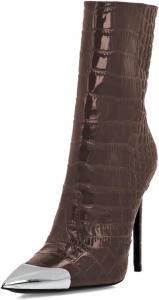 Женские стильные ботильоны FOWT с заостренным металлическим носком, боковой молнией, тонким высоким каблуком, для зимы и осени, удобные, для вечеринок, размер 4-16 US, Sienna