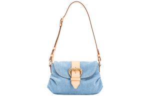 Кожаная женская сумка через плечо голубая PINKO