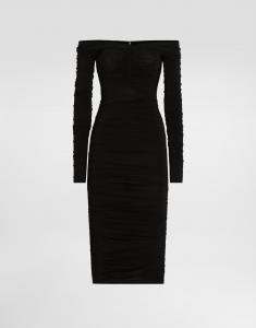 Драпированное платье миди из органзина Dolce & Gabbana, черный