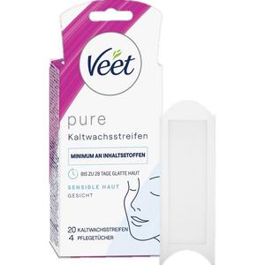 Полоски из чистого холодного воска подходят для чувствительной кожи Veet, 20 шт.