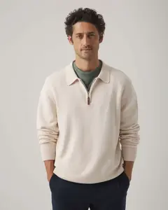 Мужской джемпер с застежкой-молнией цвета сырой беж Scotta 1985