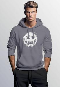 Худи Neverless DRUCKMOTIV LÄCHELNDES DRIP-GESICHT MODE STREETSTYLE, Convoy Grey/Grey