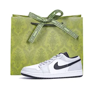 Jordan Air 1, устойчивые к истиранию, кроссовки для скейтбординга с низким верхом, унисекс, серый белый