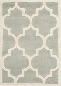 SAFAVIEH, 61 x 92 см, Ковер акцентный ручной работы Chatham Collection Grey/Ivory CHT733E геометрический премиум шерсть