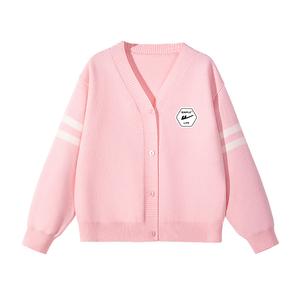 Детский свитер V-образным вырезом Moderate WARRIOR, розовый/hexagon черный text k