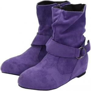 Женские мягкие ботильоны на плоской подошве - модные короткие ботинки с низким каблуком и молнией для повседневной носки и неформальных случаев, стильная обувь для женщин Hhhchpm, Purple