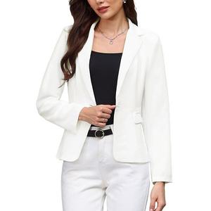 Женский блейзер с лацканами и длинными рукавами для офиса Inspire Chic, White