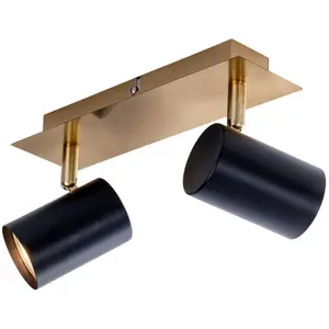 Точечный светильник näve Frida GU10 1 шт., 2 плафона, GU10, светильник матово-черный, плафон из латуни, длина 24 см Näve, черный