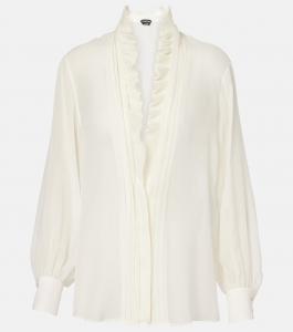 Шелковая блузка с оборками Tom Ford, кремовый