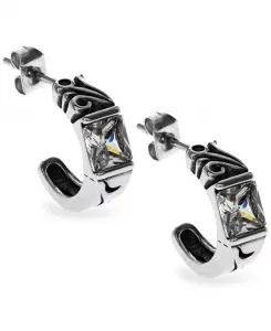 Серьги-Кольца Sutton из нержавеющей стали с квадратными камнями Sutton By Rhona Sutton, silver