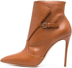 Женские ботильоны с острым носком и высокой шпилькой, ботинки на щиколотку, большой размер, осень-зима, сексуальные короткие ботильоны на высоком каблуке, модные туфли с пряжкой для работы в офисе и вечеринок Generic, Brown
