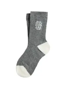 Хлопковые ребристые носки с интарсией Brunello Cucinelli Kids, серый