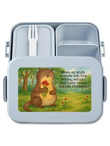 Mr. & Mrs. Panda Дизайн букета из ланчбокса в виде выдры с надписью, пастельно-голубой цвет