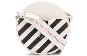 Диагональная кожаная сумка через плечо унисекс бежевая OFF-WHITE