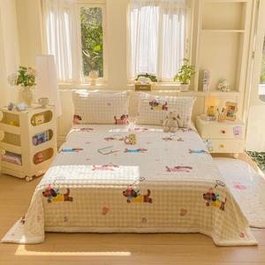 Yalu Простыня из молочного вельвета 120х230 см с начесом, комплект из 2 предметов (простыня + наволочка), рисунок Sausage Dog