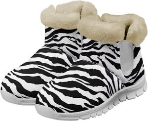 Зимние ботинки Chaqlin, снежные ботинки, утепленные ботинки до щиколотки, противоскользящие, с флисовой подкладкой, уютные, для холодной погоды, повседневные уличные ботинки, Zebra Stripes