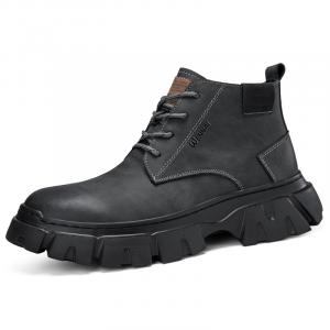 Wen Nai Мужские рабочие ботинки мид-топ черно-коричневые с флисовой подкладкой черные, цвет Fleece-Lined Black