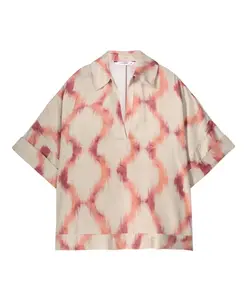 Выцветший топ в стиле икат с короткими рукавами Summum Woman, розовый