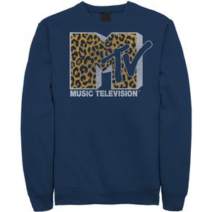 Мужской свитшот с принтом гепарда и логотипом MTV Licensed Character, синий