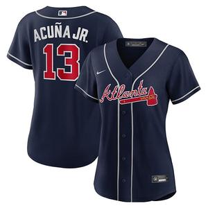Женская реплика джерси игрока Ronald Acuna Jr Atlanta Braves в синем цвете Nike