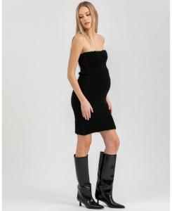 Мини-платье без бретелей из твида для беременных, модель Verbier PIETRO BRUNELLI MATERNITY, Black