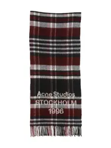 Клетчатый шарф с логотипом Acne Studios, черный