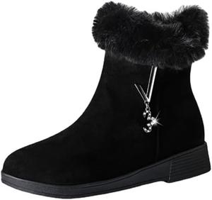 Женские ботильоны на плоской подошве с платформой, челси, зимние модные теплые короткие ботинки с дополнительным утеплителем и хлопком для снега Generic, A