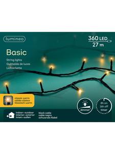Lumineo Базовая светодиодная гирлянда BASIC 360, 27 м, классический теплый белый свет, черный кабель