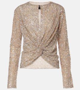 Топ Noa с вырезом, расшитый пайетками Costarellos, золотой