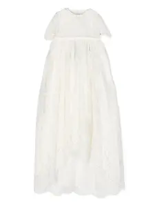 Шелковое платье с кружевом Dolce & Gabbana Kids, белый