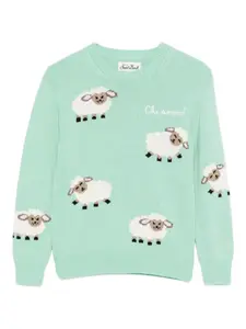 Свитер с изображением овечки Mc2 Saint Barth Kids, зеленый