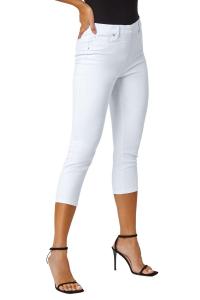 Укороченные джинсовые джеггинсы из эластичного денима Roman, белый