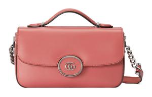 Кожаная сумка через плечо мини женская розовая GUCCI