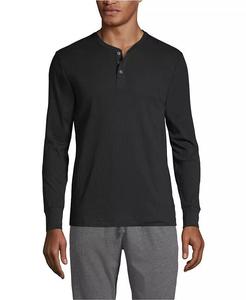 Мужская трикотажная пижама в рубчик Henley Lands' End, черный