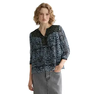 Блузка Scotch & Soda Contrast Yoke long sleeve, синий