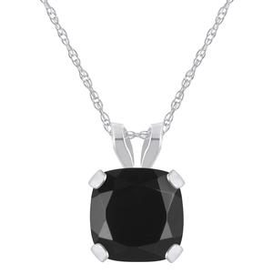 Ожерелье с подвеской из 10-каратного золота с черным ониксом, 6 мм Glistening Jewels, 10K White Gold