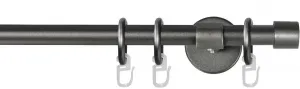 Карниз для штор GARESA "РУСТИКА", 1 направляющая, желаемая длина, комплект штор в стиле рустик, выдвижной, с кольцами, торцевая заглушка 300 см, Ø16мм, цвет graphit