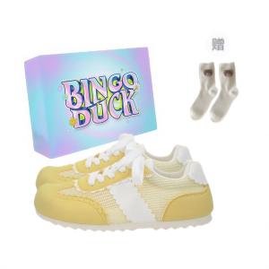 BINGO DUCK Женские противоскользящие скейтерские кроссовки желтые + эксклюзивная коробка для обуви + носки в подарок, цвет Yellow+Exclusive Shoe Box+Gift Socks