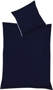 Постельное белье Black Premium Swiss Satin с трехсторонней окантовкой, однотонное, темно-синее, размер: 155x200 см Fleuresse