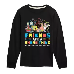 Футболка с длинным рукавом с принтом «Друзья Губки Боба — это береговая штука» для мальчиков 8-20 лет Nickelodeon, черный