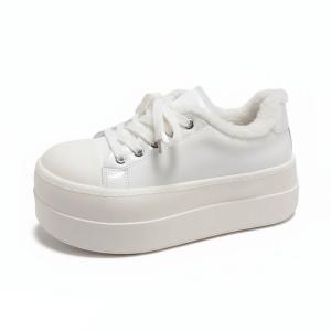 Женские низкие скейтбордистские кроссовки с термоизоляцией и увеличенной высотой Victoria&Vera, v-ht-m7 бежевый fleece-lined