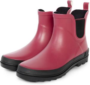Женские стильные резиновые сапоги ShedRain Chelsea - короткие водонепроницаемые ботинки до щиколотки, без шнуровки, с противоскользящей подошвой для сада, города и активного отдыха на улице, Cranberry/Black