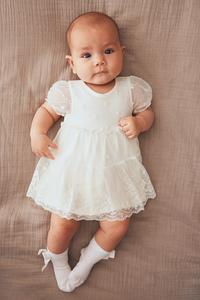 Платье боди из вышитой сетки H&M, белый