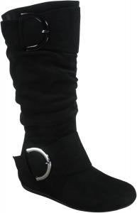 Женские повседневные сапоги TZ Zone-38 с закрытым носком, плоским каблуком, пряжкой и средней высотой голенища Toozon, Black