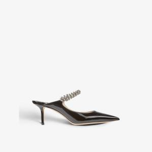 Босоножки Bing 65 на каблуке из лакированной кожи, украшенные кристаллами Jimmy Choo, черный