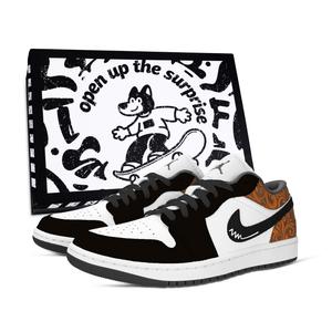Jordan Air 1 Palm устойчивые к истиранию винтажные баскетбольные кроссовки Unisex Black White Brown