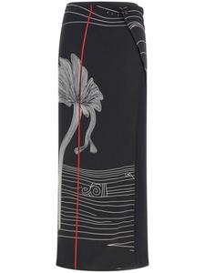 Ferragamo шелковая юбка с графичным принтом, черный