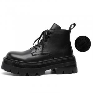 SHUPATE Короткие мартинсы мужские черные с черной флисовой подкладкой, цвет Black Fleece-Lined