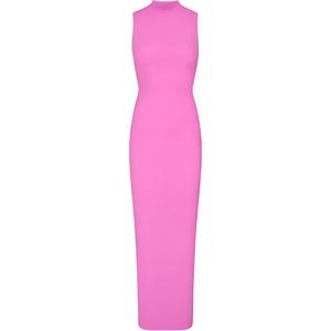 Бесплатное платье без рукавов с высоким воротом SKIMS FITS EVERYBODY SLEEVELESS MOCK NECK DRESS женское неоново-орхидейного цвета