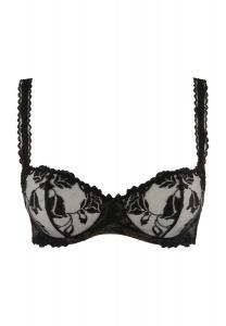 Женский кружевной бюстгальтер-балконет TM Softessence с вышивкой Aubade, цвет Noir